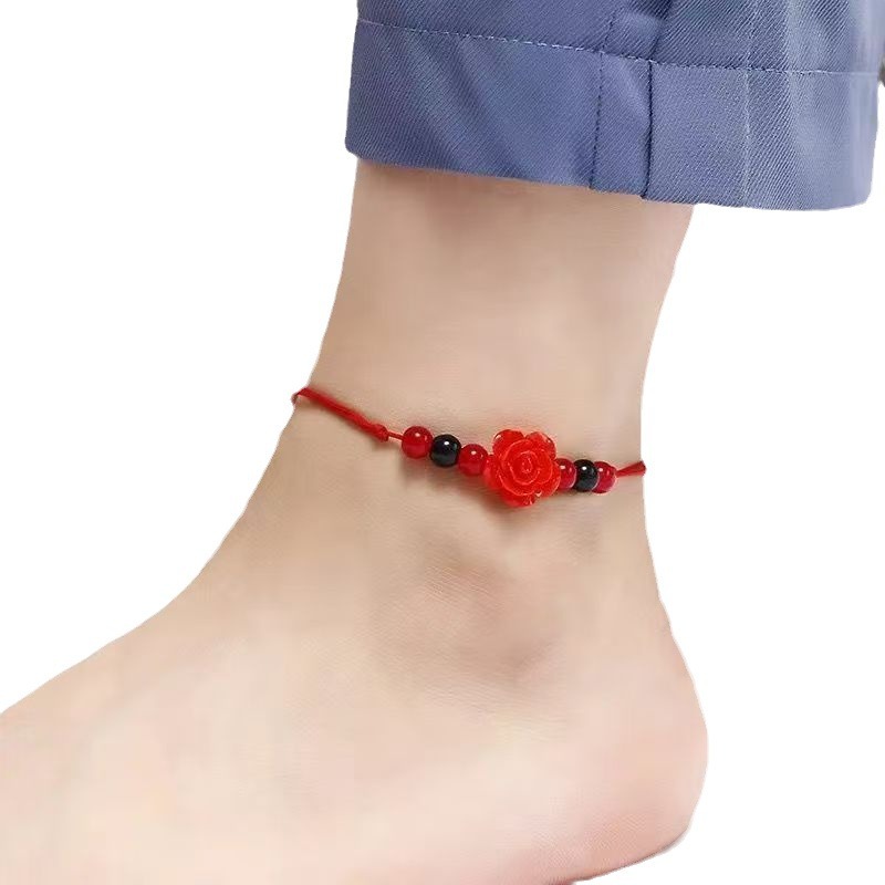 National Style Creative Footwear for Girls in Their Zodiac Year, Cute Red Rope Bells