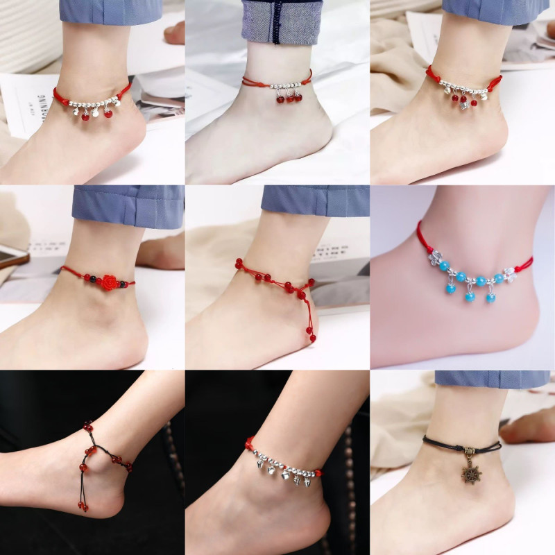 National Style Creative Footwear for Girls in Their Zodiac Year, Cute Red Rope Bells