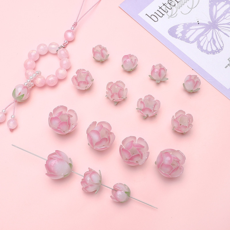 Girly Pink Three-dimensional Lotus Peach Blossom Heat Shrink Sheet Pendant Handmade Diy