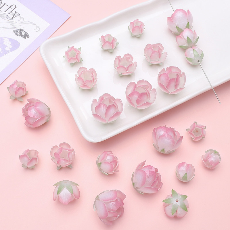Girly Pink Three-dimensional Lotus Peach Blossom Heat Shrink Sheet Pendant Handmade Diy