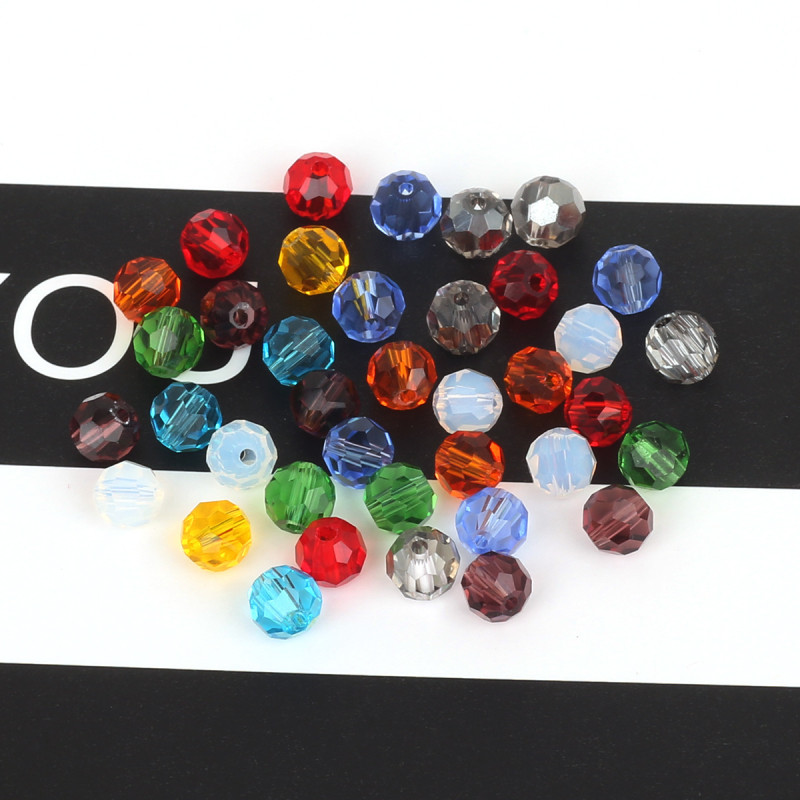 4mm Glass Faceted Round Ball Beads Bracelet Necklace Diy Crystal Color Plated Accessories