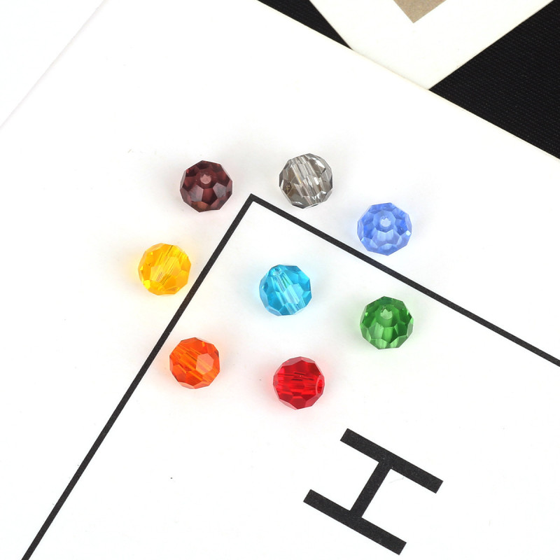 4mm Glass Faceted Round Ball Beads Bracelet Necklace Diy Crystal Color Plated Accessories