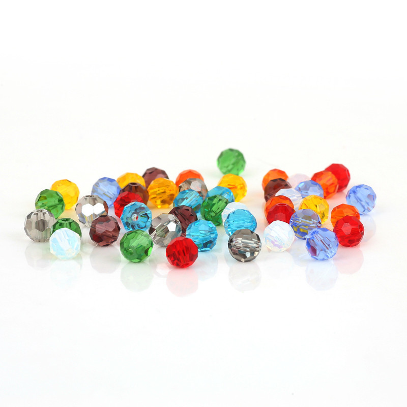 6mm Glass Faceted Ball Beads Diy Handmade Beaded Jewelry Materials Accessories Crystal
