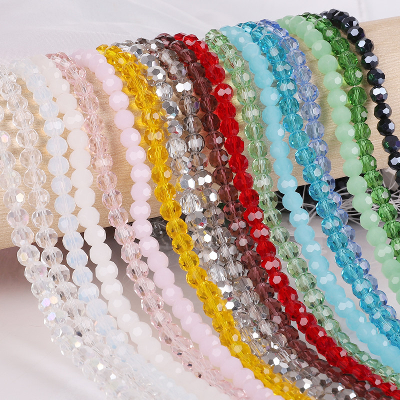 6mm Glass Faceted Ball Beads Diy Handmade Beaded Jewelry Materials Accessories Crystal