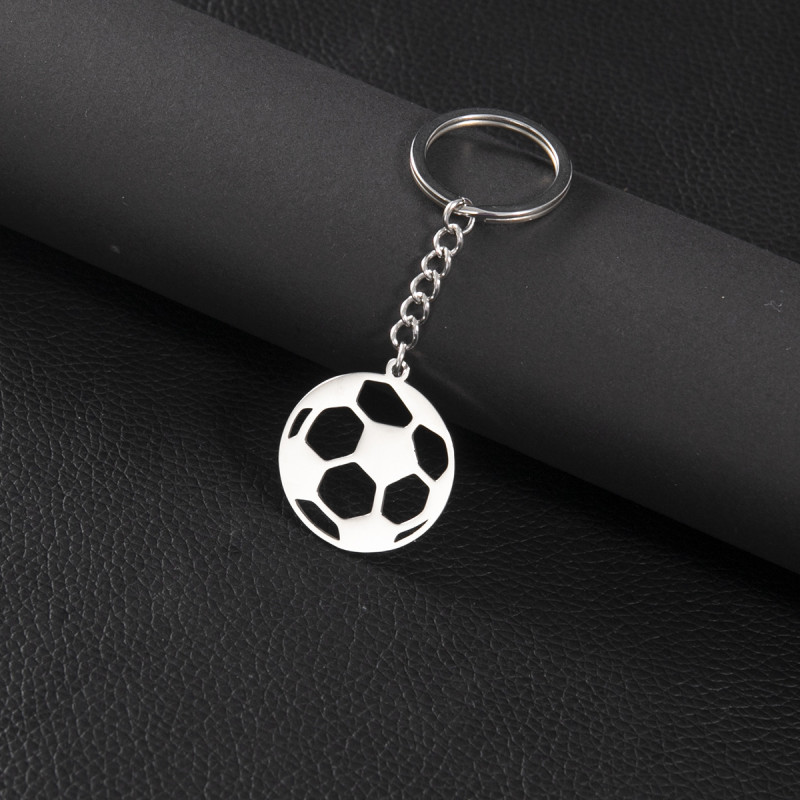 Stainless Steel Keychain Fashionable Non-fading Geometric Round Volleyball Football