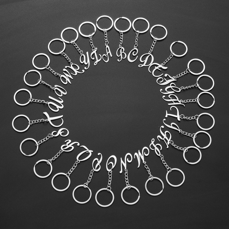 Stainless Steel Jewelry Polished Cut Color 26 English Letters Art Pendant Keychain