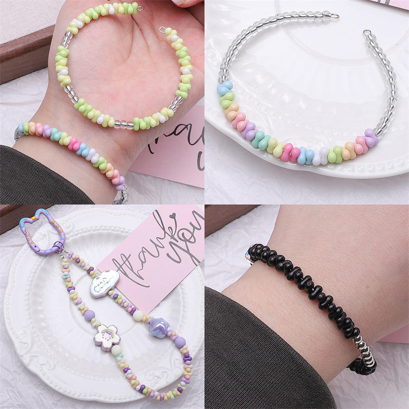 Acrylic Peanut Beads Solid Color Pearlescent Transparent Rice Handmade Diy Bracelet