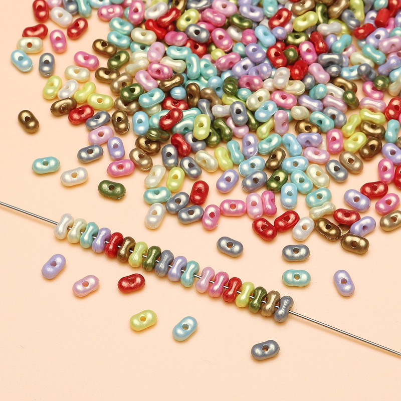Acrylic Peanut Beads Solid Color Pearlescent Transparent Rice Handmade Diy Bracelet