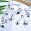 New White K Silver Love Bow Key Chain Pendant Creative Bead Mobile Phone Lanyard Luggage