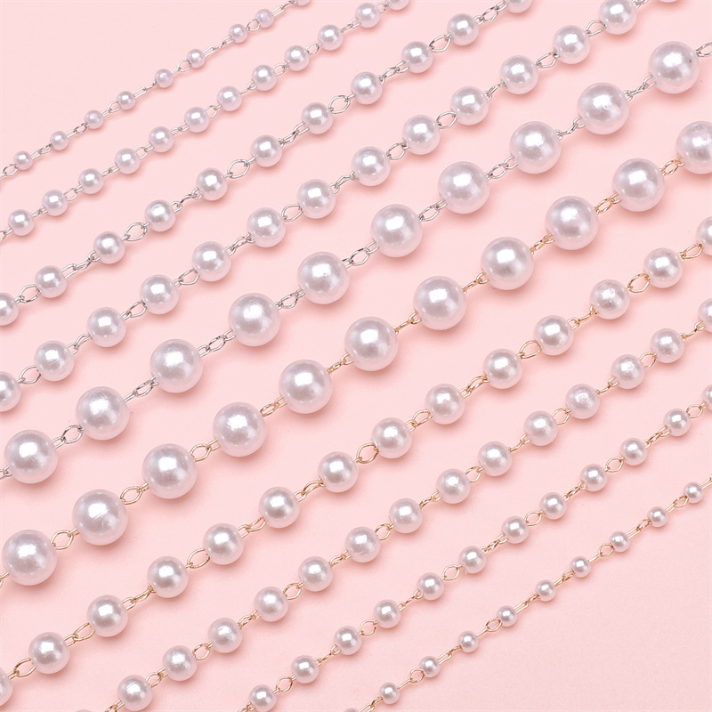 Abs Pearl Chain Connected Beads Wedding Handmade Diy Accessories Hair Material Hand