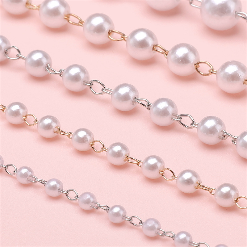 Abs Pearl Chain Connected Beads Wedding Handmade Diy Accessories Hair Material Hand