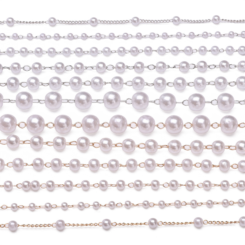 Abs Pearl Chain Connected Beads Wedding Handmade Diy Accessories Hair Material Hand