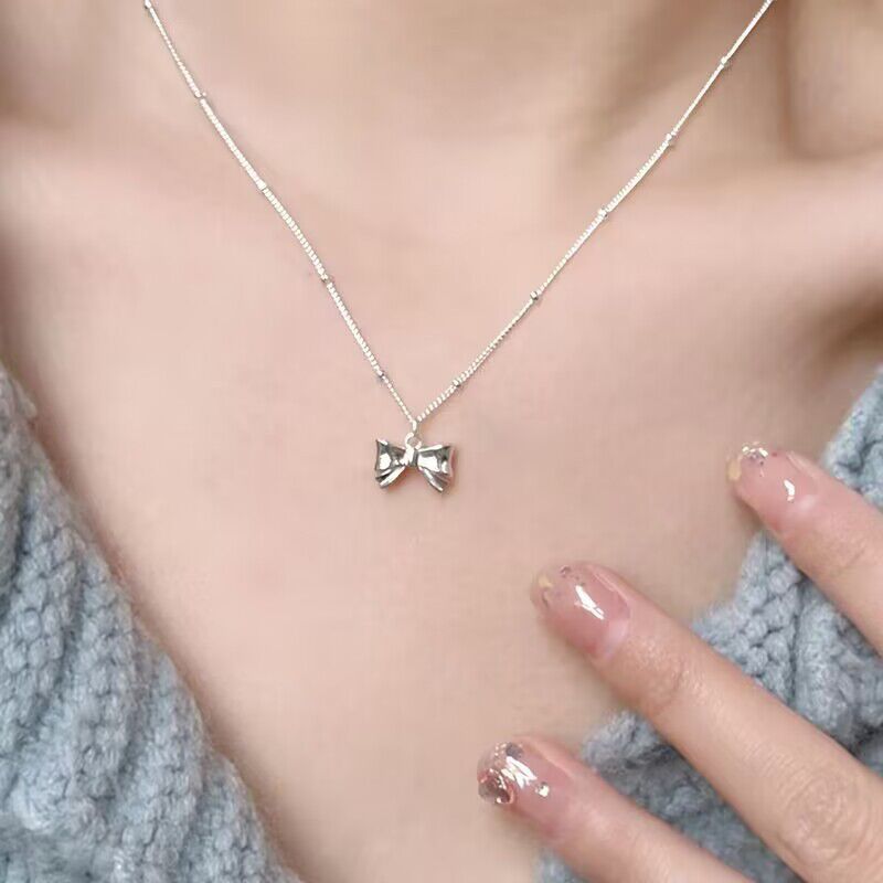 Three-dimensional Sweet Bow Necklace for Women in Summer Light Luxury Niche Design Ins