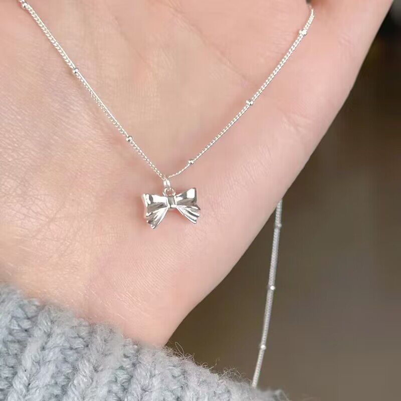 Three-dimensional Sweet Bow Necklace for Women in Summer Light Luxury Niche Design Ins