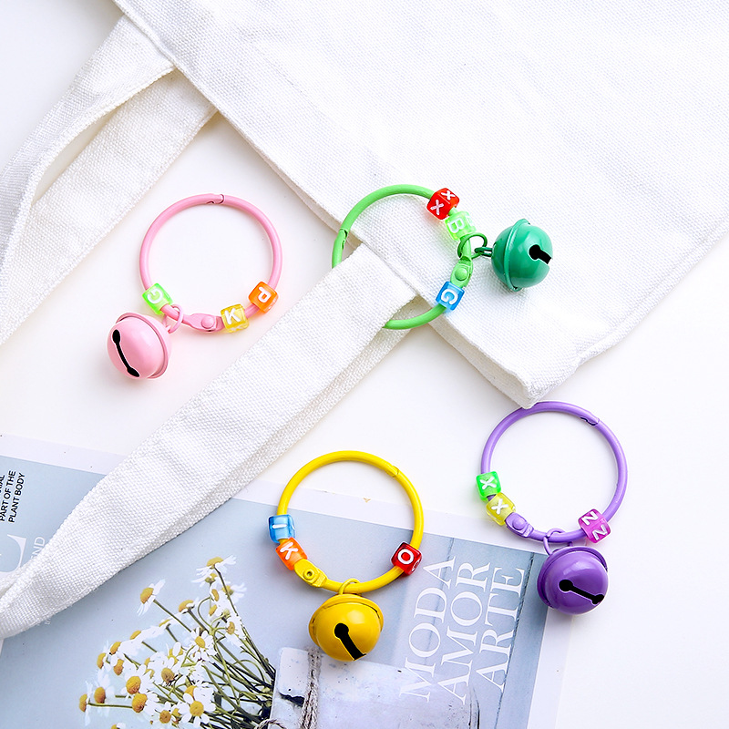 45mm Color Painted Bell Key Ring Pendant Diy Candy Girly Heart Creative Bag Small Gift