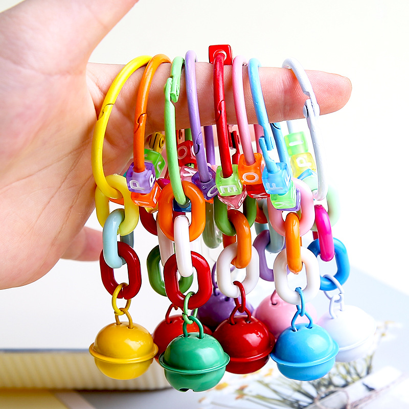 Ins Style Colorful Paint Bell Key Ring Pendant Creative Chain Diy Card 45mm Jewelry