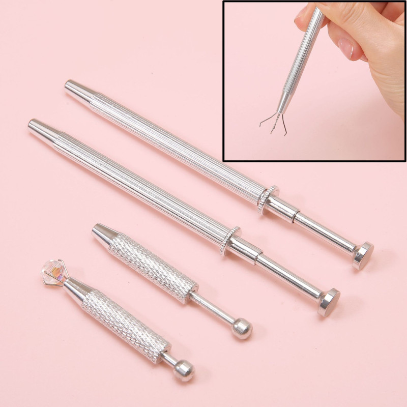 Aluminum Alloy + Steel Claw Screw Ball Grabbing Artifact Tweezers Gemstone Loose Bead Diy
