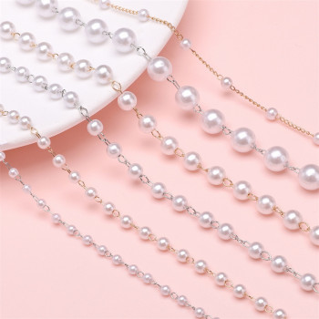 Abs Pearl Chain Connected Beads Wedding Handmade Diy Accessories Hair Material Hand