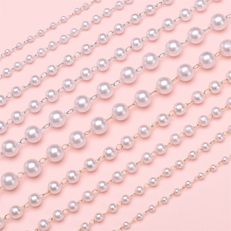 Abs Pearl Chain Connected Beads Wedding Handmade Diy Accessories Hair Material Hand