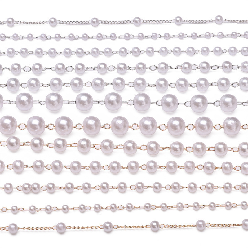 Abs Pearl Chain Connected Beads Wedding Handmade Diy Accessories Hair Material Hand