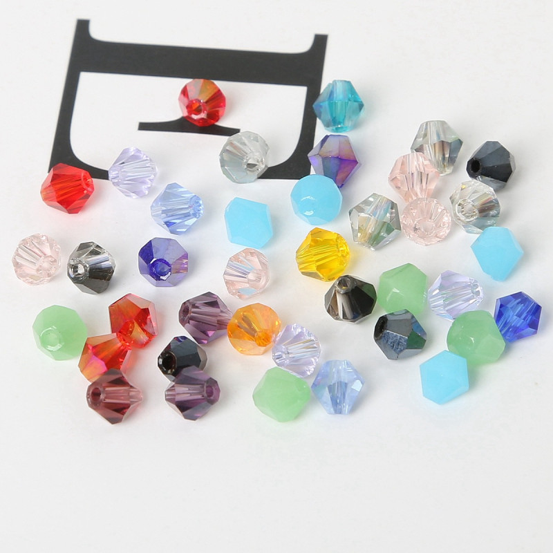 3mm Rhombus Sharp Beads Glass Bracelet Crystal Necklace Pendant Loose Diy Handmade