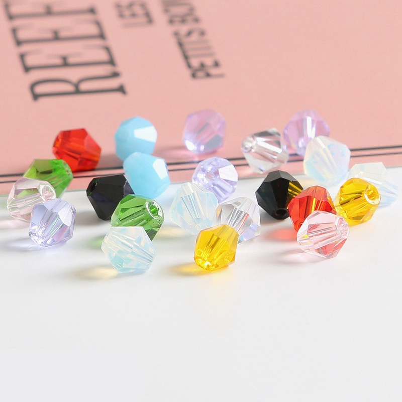 3mm Rhombus Sharp Beads Glass Bracelet Crystal Necklace Pendant Loose Diy Handmade