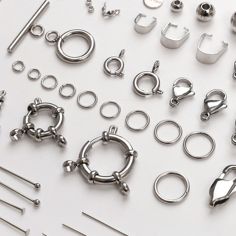Stainless Steel Single Circle Lobster Clasp Spring Buckle Positioning Beads 9-character