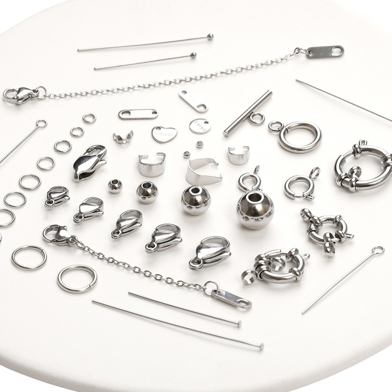 Stainless Steel Single Circle Lobster Clasp Spring Buckle Positioning Beads 9-character