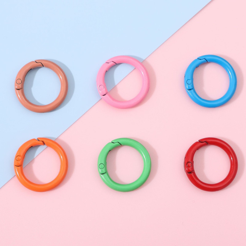 25mm Japanese and Korean Color Alloy Spray-painted Round Keychain Diy Jewelry Accessories