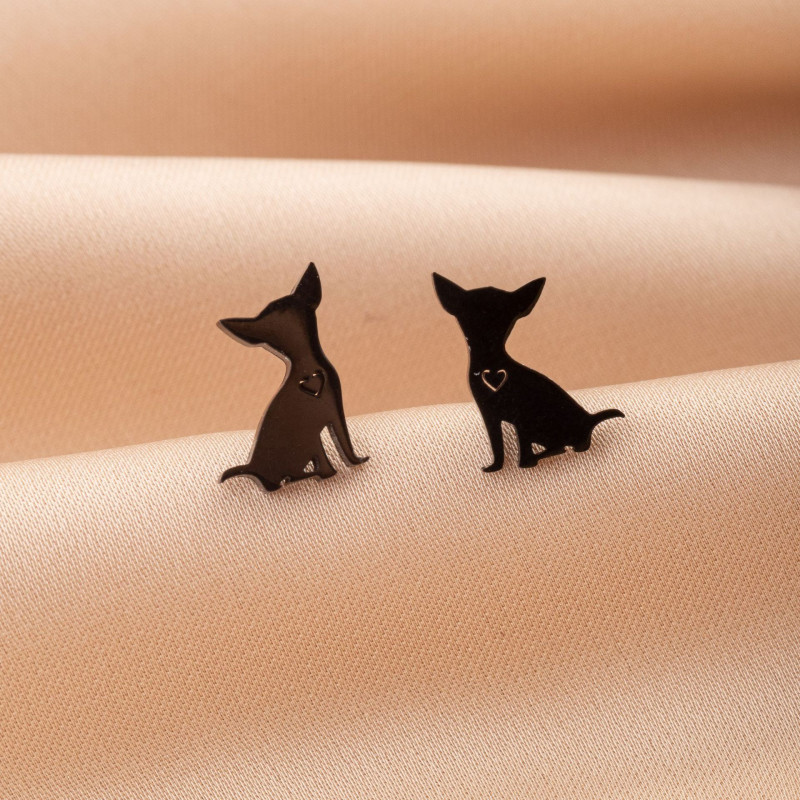 European and American Stainless Steel Zodiac Puppy Earrings Ins Style Small Fashion Cute