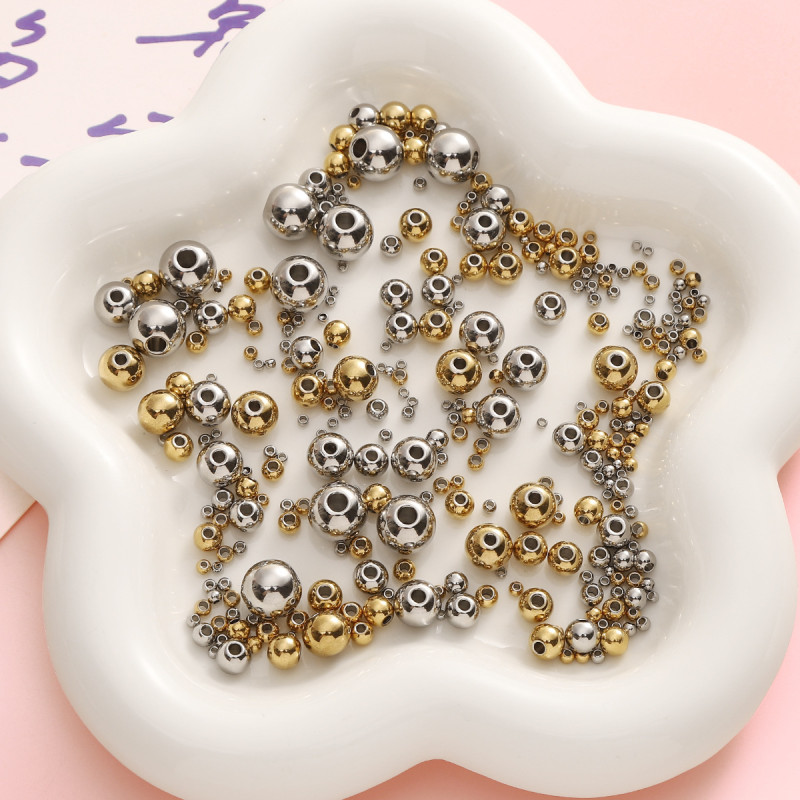 Stainless Steel Round Beads Separated Loose Handmade Diy Bracelet Necklace Jewelry