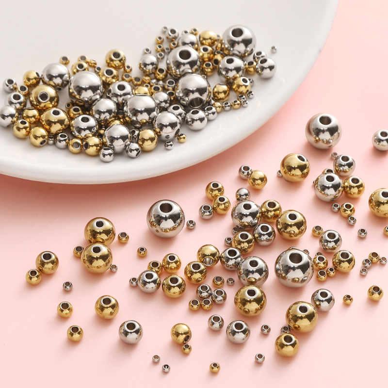 Stainless Steel Round Beads Separated Loose Handmade Diy Bracelet Necklace Jewelry
