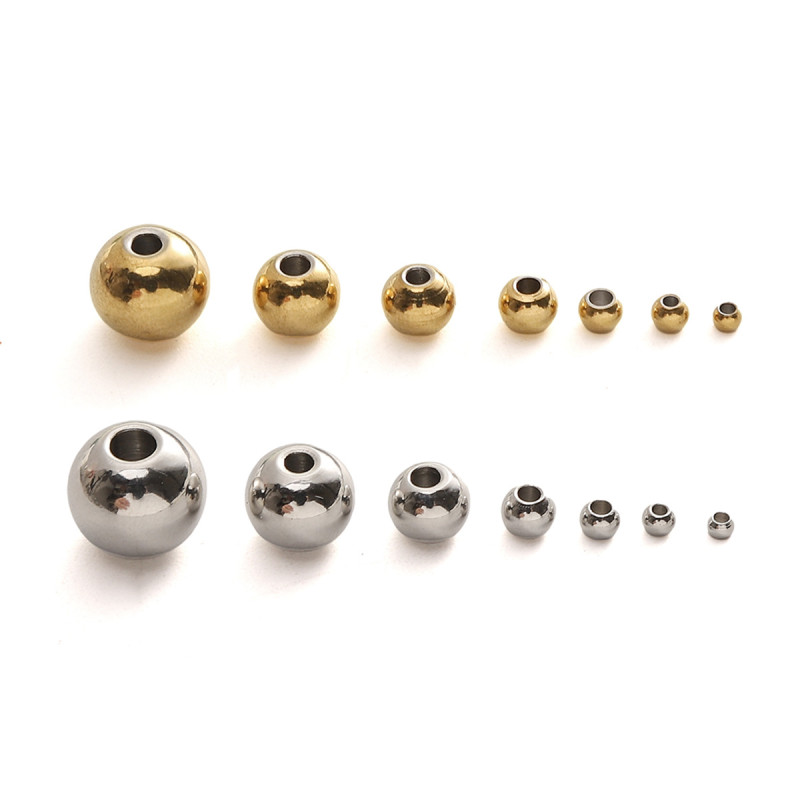 Stainless Steel Round Beads Separated Loose Handmade Diy Bracelet Necklace Jewelry