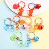 Colorful Cute Transparent Cartoon Resin Bear Bell Keychain Pendant Love Brand Jewelry