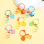 Colorful Cute Transparent Cartoon Resin Bear Bell Keychain Pendant Love Brand Jewelry