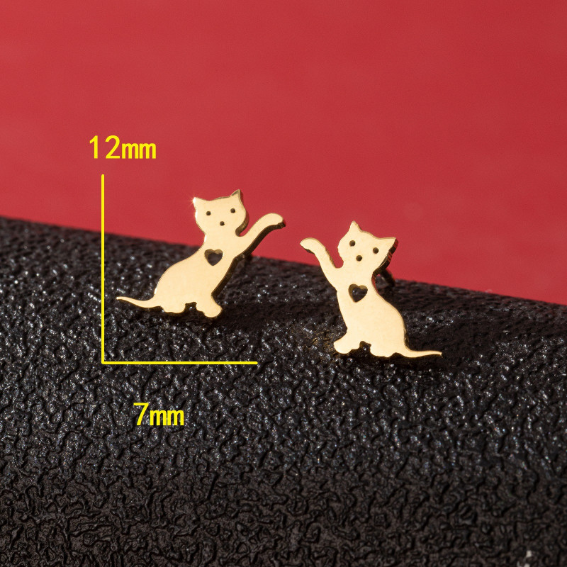 New Simple and Cute Asymmetrical Cat and Puppy Earrings Ins Personalized Hollow