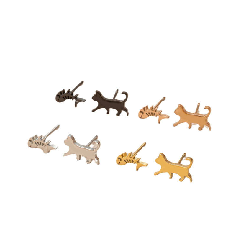 Korean Version Stainless Steel Small Animal Earrings Ins Girls Cute Butterfly Rabbit