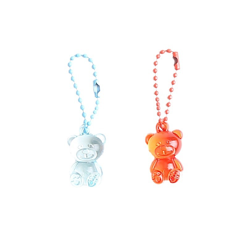 New Cute Creative Colorful Transparent Three-dimensional Bear Pendant Keychain Simple and