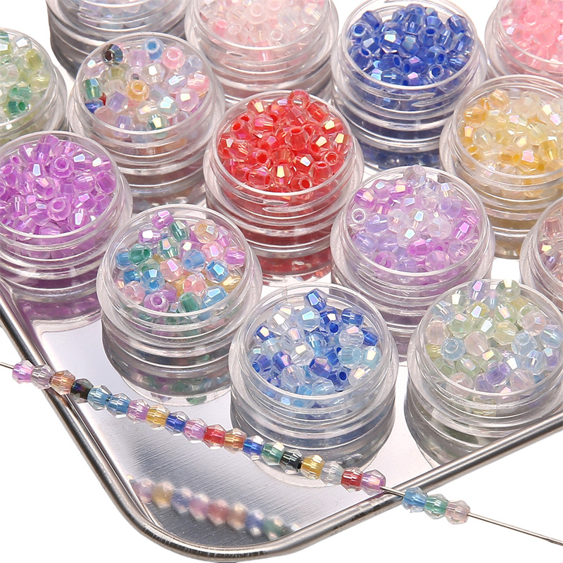 4mm Sectioned Colorful Rhombus Crystal Beads Glass Diy Handmade Loose Material Package