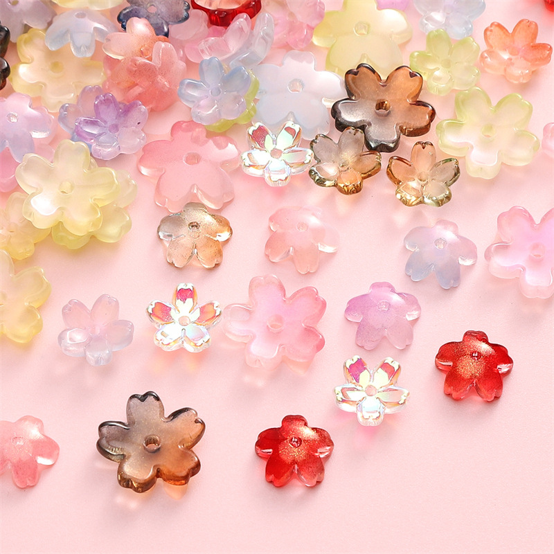 Glass Three-dimensional Medium Hole Gradient Cherry Blossom Beads Diy Handmade Bracelet