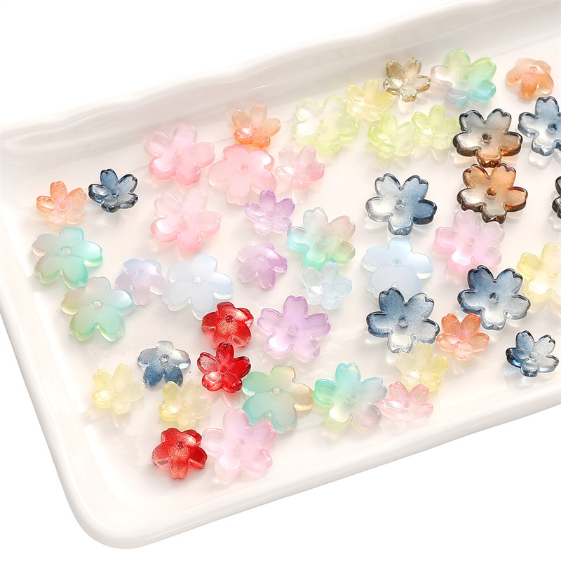 Glass Three-dimensional Medium Hole Gradient Cherry Blossom Beads Diy Handmade Bracelet