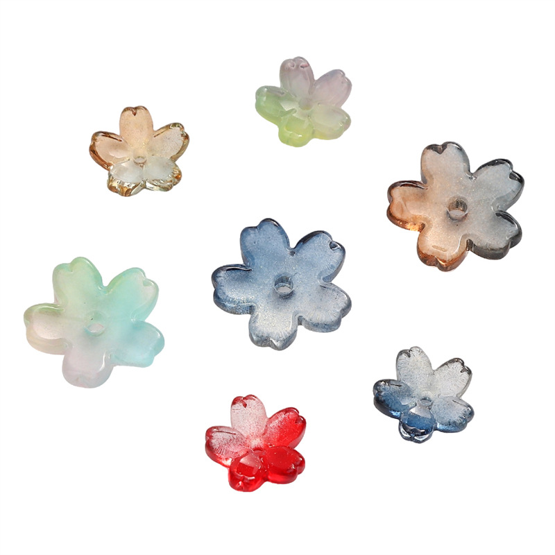 Glass Three-dimensional Medium-hole Cherry Blossom Flower Tray Beads, Handmade Diy