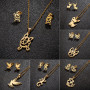 European and American Stainless Steel Jewelry Three-piece Animal Pug Chihuahua Gecko Bird