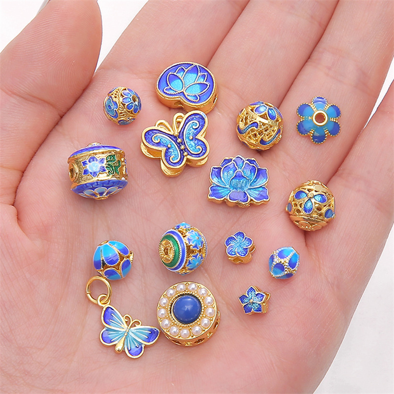 Copper 18k Cloisonné Jewelry Accessories Separated Beads Bead Bracelet Necklace Material