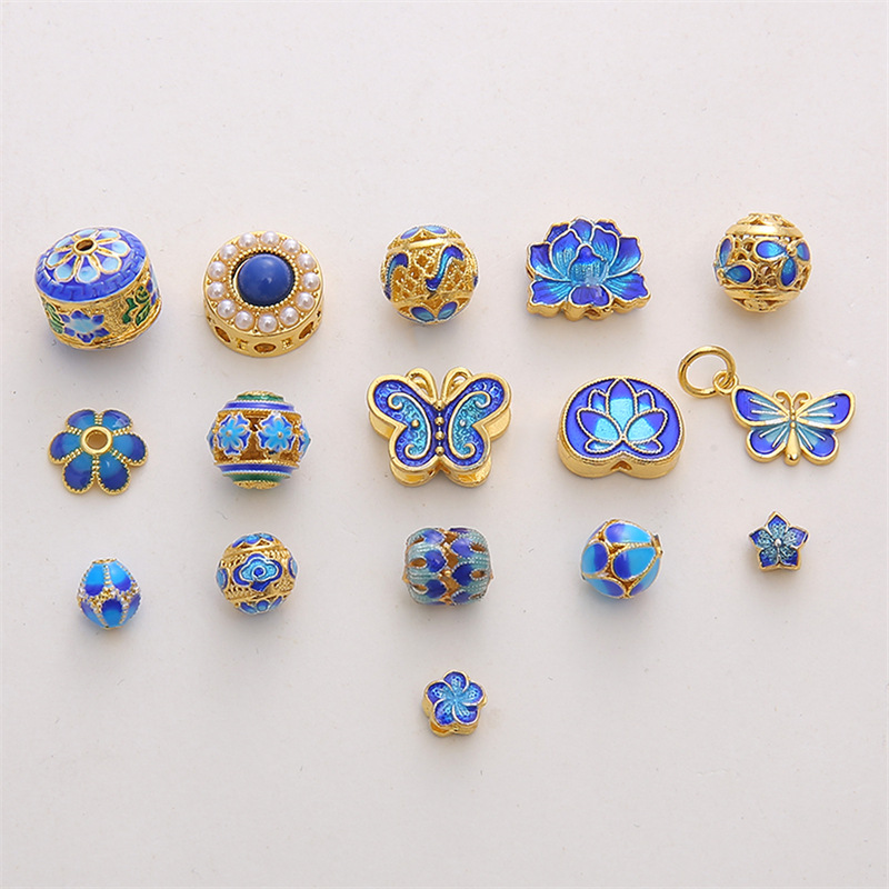 Copper 18k Cloisonné Jewelry Accessories Separated Beads Bead Bracelet Necklace Material