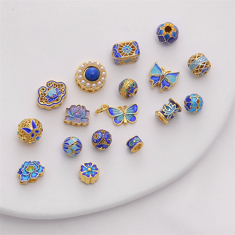 Copper 18k Cloisonné Jewelry Accessories Separated Beads Bead Bracelet Necklace Material