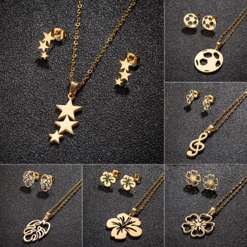 2025 Autumn and Winter New Stainless Steel Plant Stamen Flowers Palm Leaf Pendant