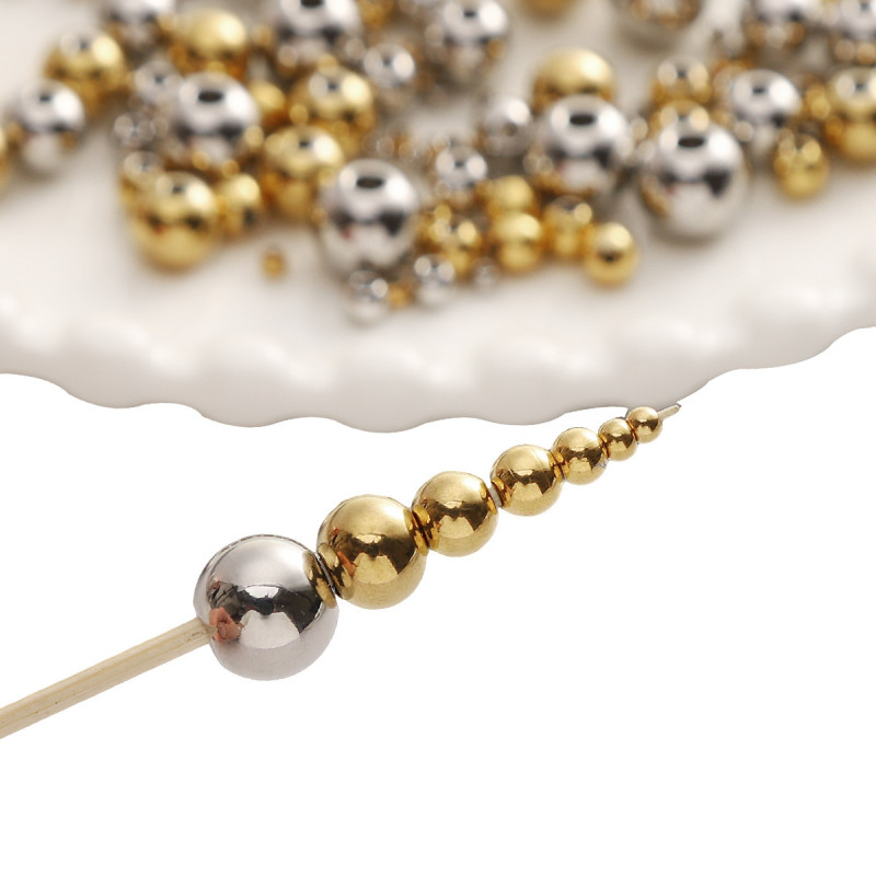 Stainless Steel Smooth Round Beads Small Hole Separated Bracelet Necklace Loose Handmade