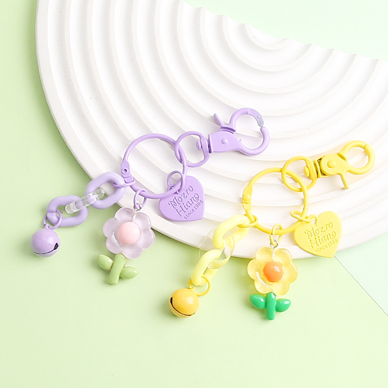 Creative Acrylic Flower Keychain Love Brand Diy Jewelry Accessories Pendant Cute Female