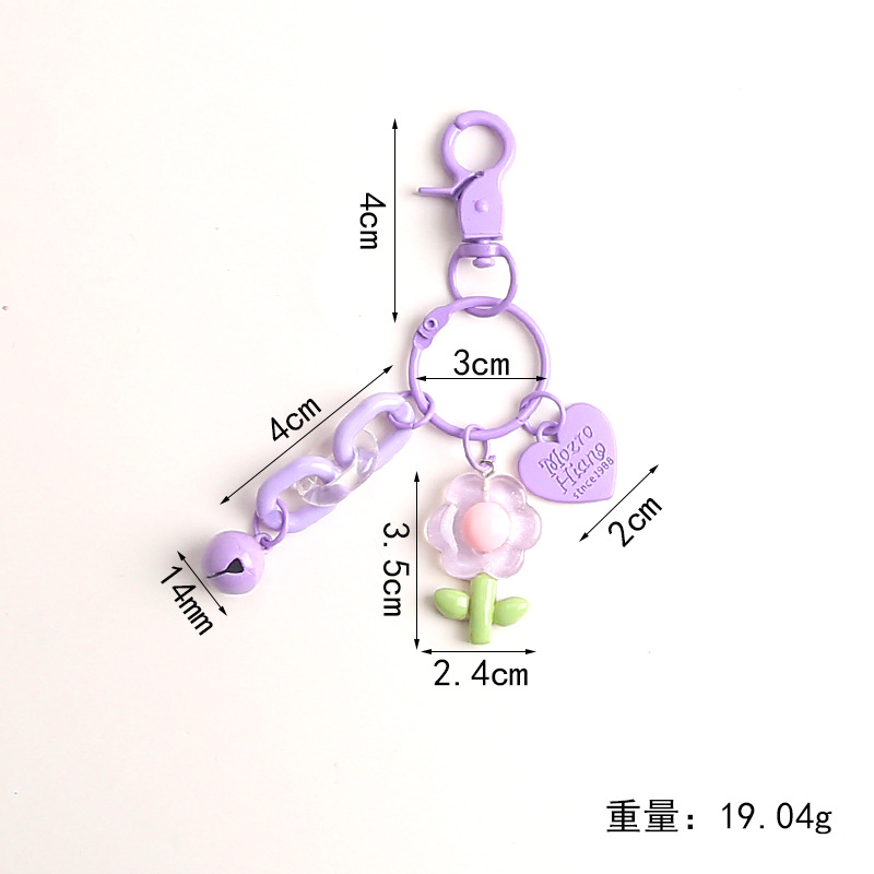 Creative Acrylic Flower Keychain Love Brand Diy Jewelry Accessories Pendant Cute Female